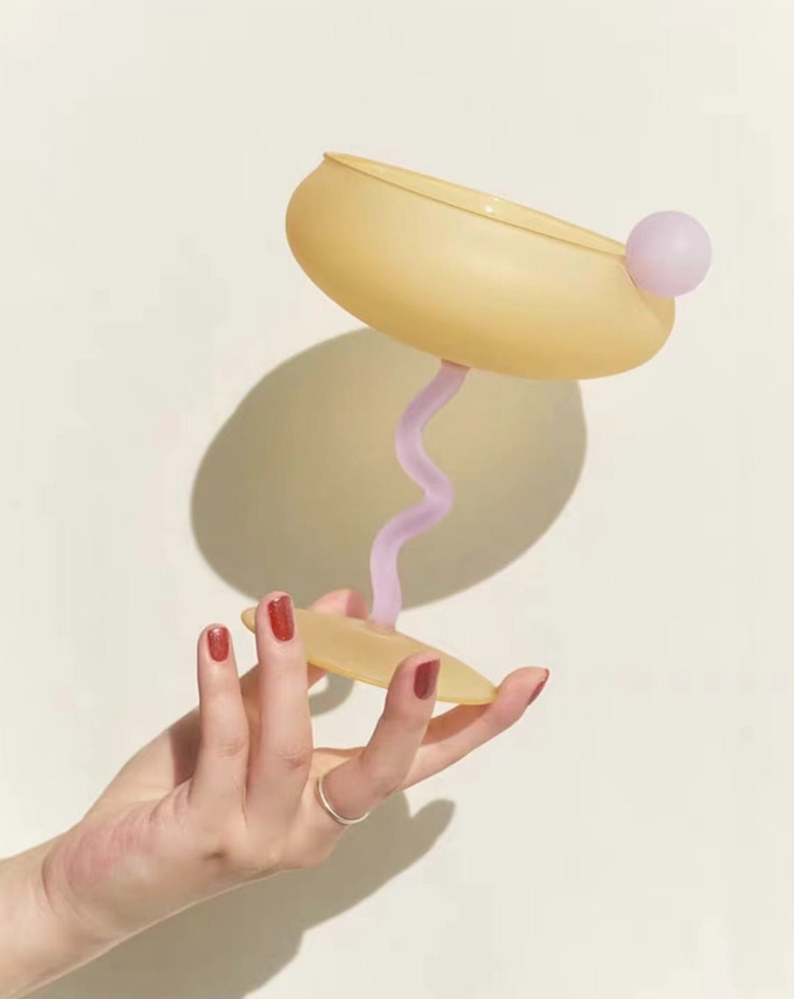 Jelly Bean Wine Glass - Whimsical Eclectic Dopamine Cocktail Coupe